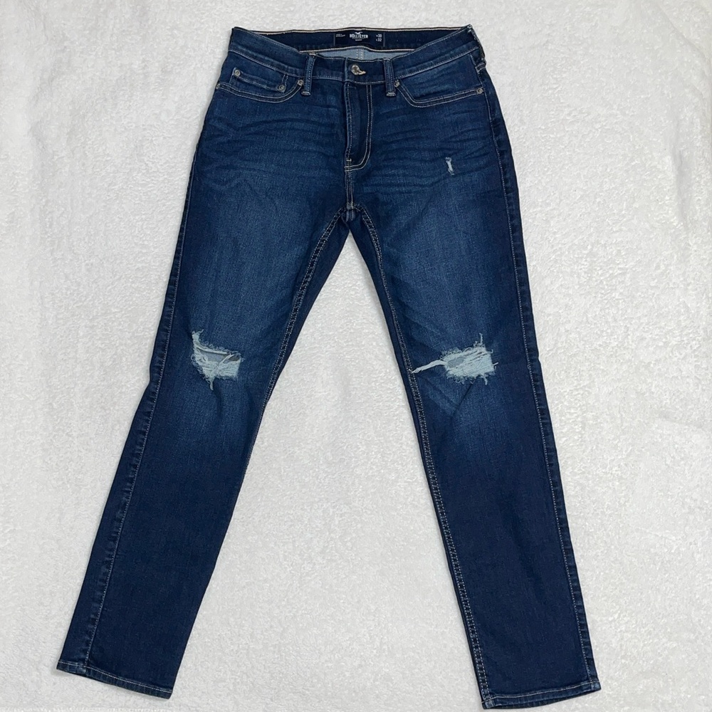 Hollister Navy Ripped Skinny Jeans
